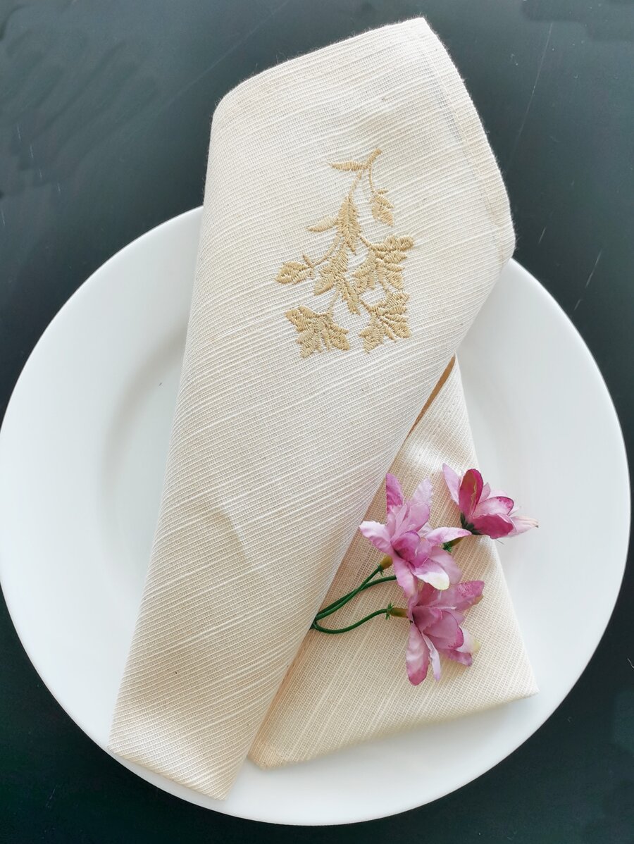 4 cái Khăn ăn vải thêu hoa - Nhiều màu - Xem 1