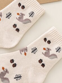 Calcetines de tripulación con patrón de ardilla - Multicolor - Ver 3
