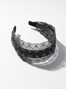 Boho Rhinestone Decor Headband Bandana Valentine's Day,Hairband,Hair Hoop Headbands, Black Hair Accessories Head Accessories,Summer,Holiday,Travel - Black - View 3