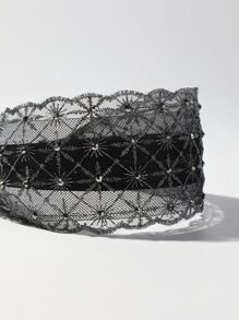 Boho Rhinestone Decor Headband Bandana Valentine's Day,Hairband,Hair Hoop Headbands, Black Hair Accessories Head Accessories,Summer,Holiday,Travel - Black - View 4