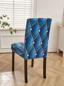 1入組幾何和愛心圖案有彈性椅套 - 彩色 - 查看 2