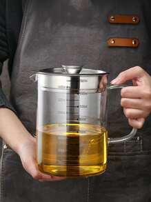 1pc Clear Glass Oil Filter Jug - Silver - View 5