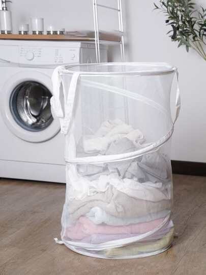 1 件可折叠网状洗衣篮洗衣篮，洗衣篮，浴室收纳篮，篮子，储物篮，可折叠洗衣篮