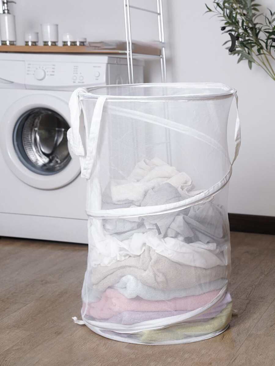 1 件可折叠网状洗衣篮洗衣篮，洗衣篮，浴室收纳篮，篮子，储物篮，可折叠洗衣篮