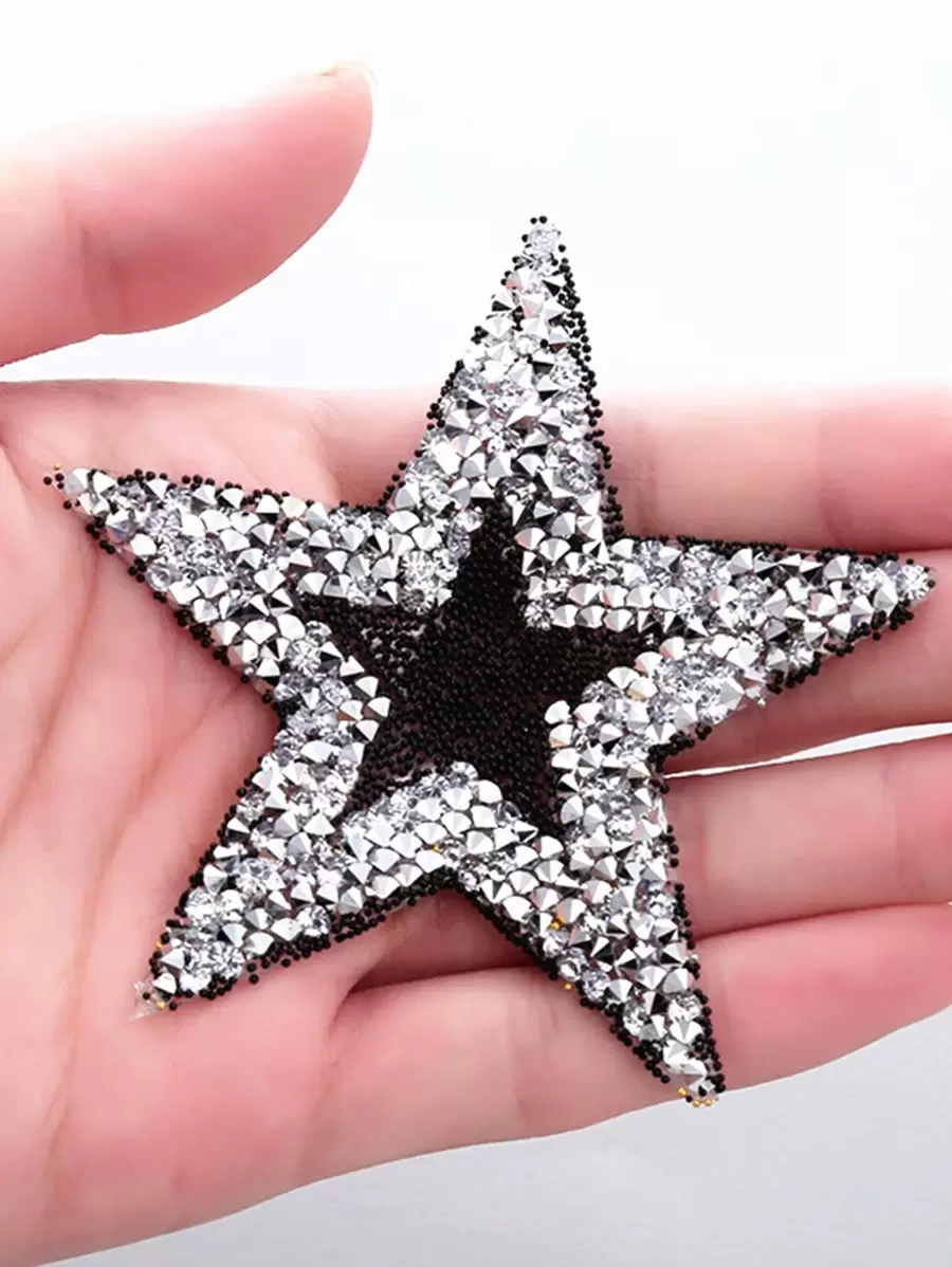 1pc Crystal Rhinestone Decor Star Shaped DIY Iron-on Patch, Star Patch  Sticker For Clothing - Multicolor - View 1