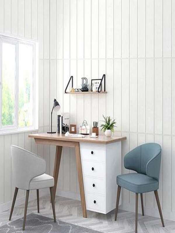 1pc Plain Wall Paper, White Self Adhesive Wall Tile Sticker For Home