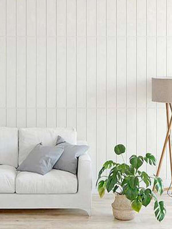1pc Plain Wall Paper, White Self Adhesive Wall Tile Sticker For Home