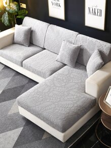 1入組樹葉提花有彈性沙發座套 - 淺灰色 - 查看 1