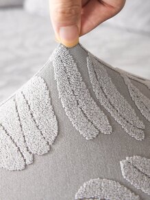 1入組樹葉提花有彈性沙發座套 - 淺灰色 - 查看 4