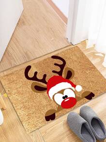 1pc Christmas Elk Pattern Outdoor Waterproof Door Mat - Multicolor - View 1