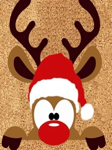 1pc Christmas Elk Pattern Outdoor Waterproof Door Mat - Multicolor - View 3