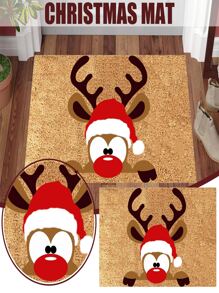 1pc Christmas Elk Pattern Outdoor Waterproof Door Mat - Multicolor - View 4