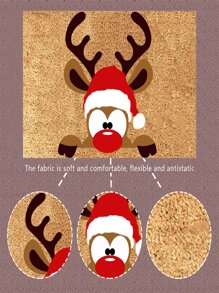 1pc Christmas Elk Pattern Outdoor Waterproof Door Mat - Multicolor - View 5