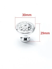 2入組花細節圓形抽屜旋鈕 - 銀色 - 查看 3