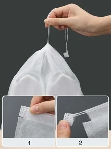 3pcs Solid Drawstring Shoe Storage Bag - White - View 5