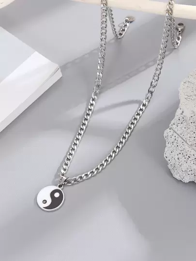 時尚流行男士陰陽吊墜項鍊不銹鋼珠寶禮物和時尚外觀