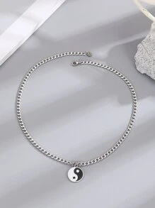 Vòng cổ mặt dây chuyền âm dương dành cho nam giới thời trang và phổ biến bằng thép không gỉ để làm quà tặng trang sức và cho vẻ ngoài sành điệu - Đen và trắng - Xem 3