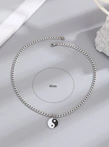Vòng cổ mặt dây chuyền âm dương dành cho nam giới thời trang và phổ biến bằng thép không gỉ để làm quà tặng trang sức và cho vẻ ngoài sành điệu - Đen và trắng - Xem 4