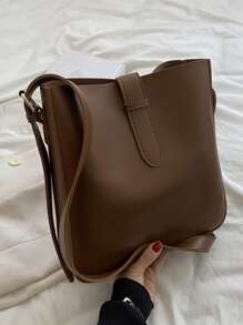 CONTAINEVERY Minimalist Crossbody Bag With Inner Pouch - Coffee Brown - View 1