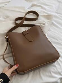 CONTAINEVERY Minimalist Crossbody Bag With Inner Pouch - Coffee Brown - View 2