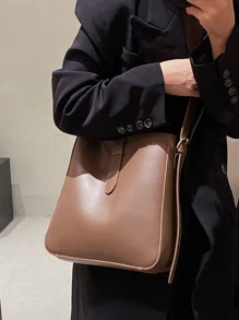 CONTAINEVERY Minimalist Crossbody Bag With Inner Pouch - Coffee Brown - View 3