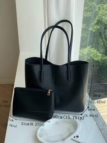 Túi đeo vai chống thấm nước, nhẹ, họa tiết khâu đơn giản dành cho nữ sinh viên đại học, tân binh và nhân viên văn phòng, hoàn hảo cho văn phòng, đại học, công việc, kinh doanh, dành cho nữ sinh viên đại học, đại học, trung học cơ sở, trung học phổ thông, ngoài trời, du lịch, dã ngoại, công việc, kinh doanh, đi làm, đi chơi, ngày lễ, túi xách công sở dành cho nữ, lý tưởng cho sự thanh lịch hàng ngày và những dịp đặc biệt, túi xách nữ công sở hoàn hảo cho văn phòng, kinh doanh và công việc - màu đen - Xem 4