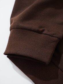 ROMWE MEN Goth Men Ghost & Slogan Graphic Sweatshirt - Chocolate Brown - View 3