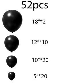 52 piezas Set liso guirnalda de globos - Negro - Ver 4