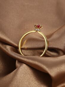 Charm-In 1 chiếc Nhẫn Trang Trí Hình Bầu Dục Đá Cubic Zirconia Trang Sức Đồng - Vàng - Xem 4