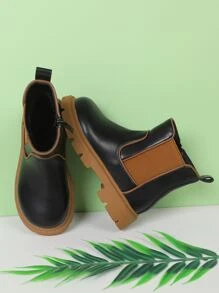 Girls Two Tone Side Zip Chelsea Boots - Black - View 2