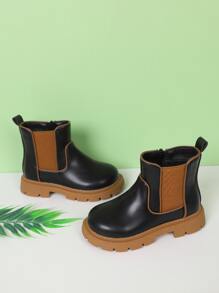 Girls Two Tone Side Zip Chelsea Boots - Black - View 4