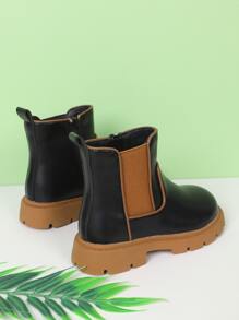 Girls Two Tone Side Zip Chelsea Boots - Black - View 5