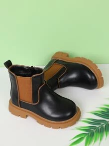 Girls Two Tone Side Zip Chelsea Boots - Black - View 6