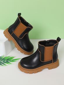 Girls Two Tone Side Zip Chelsea Boots - Black - View 7
