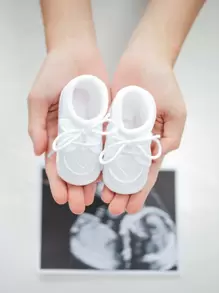 Infant Girls' White Elastic Band Pre-Tied Bow Booties