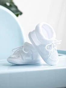 Infant Girls' White Elastic Band Pre-Tied Bow Booties