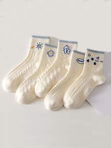 5pairs/pack Socks, Multicolor Breathable Comfortable Ladies' Socks - Multicolor - View 1