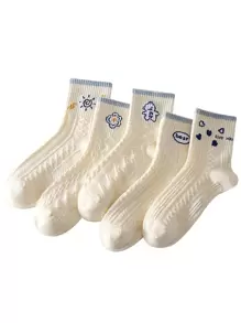 5pairs/pack Socks, Multicolor Breathable Comfortable Ladies' Socks - Multicolor - View 6