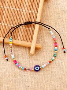 Evil Eye & Bead Decor Bracelet - Multicolor - View 1