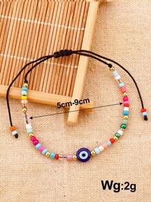 Evil Eye & Bead Decor Bracelet - Multicolor - View 3