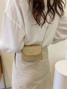 Glamorous, Elegant, Exquisite, Quiet Luxury Sequin, Stylish, Luxury, Shiny Mini Glitter Square Bag, Perfect Bride Purse For Wedding, Prom & Party Events Evening Bag, Dinner Bag For Party Girl, Woman - Rose Gold - View 2