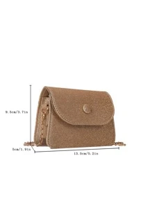 Glamorous, Elegant, Exquisite, Quiet Luxury Sequin, Stylish, Luxury, Shiny Mini Glitter Square Bag, Perfect Bride Purse For Wedding, Prom & Party Events Evening Bag, Dinner Bag For Party Girl, Woman - Rose Gold - View 3