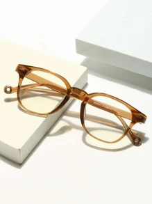 女士时尚方形框架眼镜 - 咖啡棕 - 查看 1