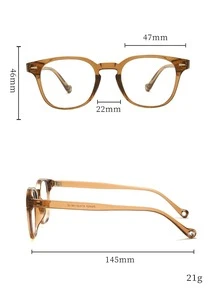女士时尚方形框架眼镜 - 咖啡棕 - 查看 3