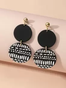 Pendientes largos redondos - Negro - Ver 1