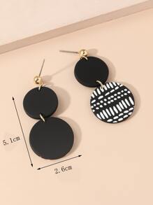 Pendientes largos redondos - Negro - Ver 4