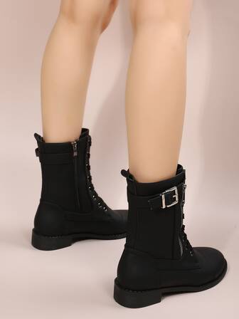 Fall/Winter New Women's Fashion Comfortable Casual Mid-Calf Lace-Up Short Boots