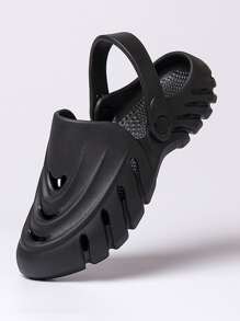 Guốc Nữ màu trơn Đúng mốt - màu đen - Xem 3