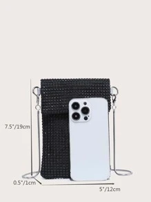 Lightweight, Business Casual Rhinestone Decor Bucket Bag Mini Drawstring Design, Clear Bag Faux Pearl Bag Evening Bag, Dinner Bag Glamorous, Elegant, Exquisite, Quiet Luxury Rhinestone For Party Girl, Woman, Bride Perfect For Party, Dinner/Banquet Christmas Party Dress, Glamorous Rhinestone Bag, Wedding, Wedding - Black - View 5