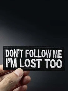 1pc Slogan Embroidered Iron-on Patch - Black and White - View 1